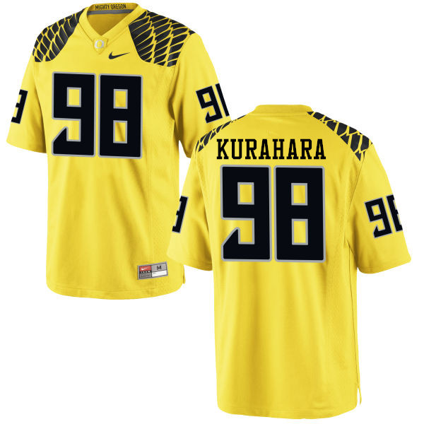 Men #98 Jordan Kurahara Oregon Ducks College Football Jerseys-Yellow